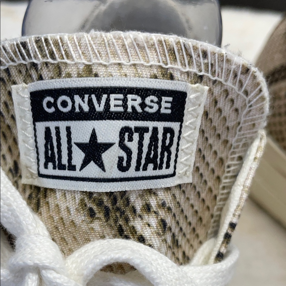 Converse Low Top Sneakers in Beige Snake Print with White Soles - Picture 2 of 10